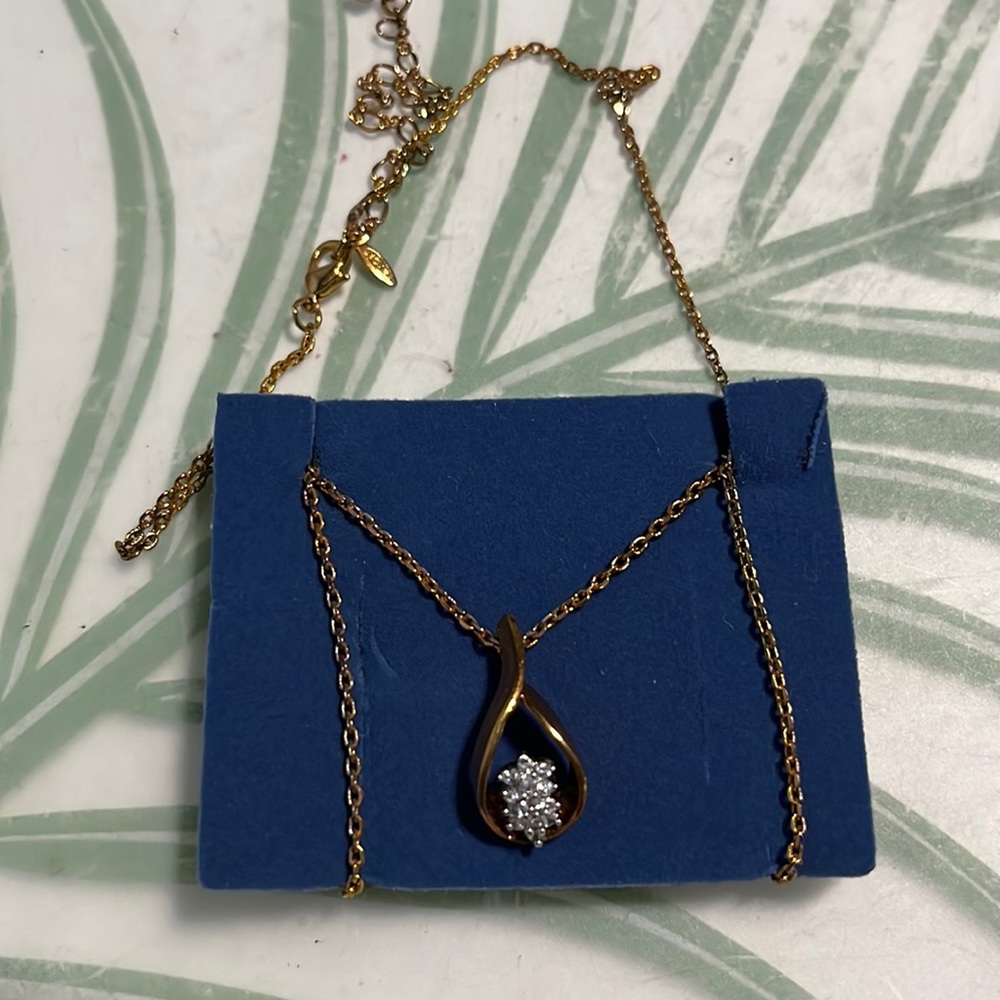 Goldtone CZ Cluster necklace